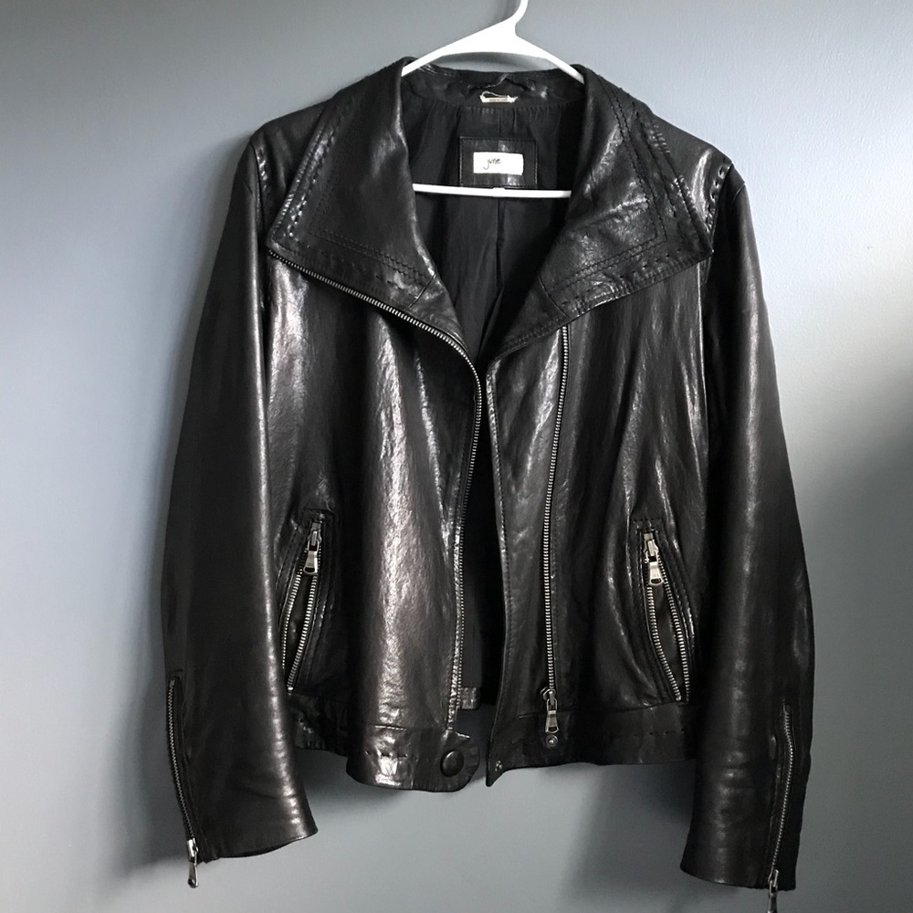 Black studded leather jacket by June
